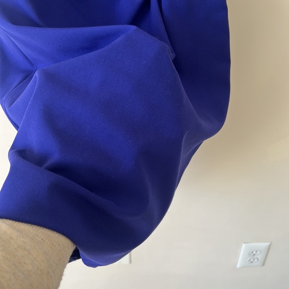 Calvin Klein Womens shift sheath dress zip up back knee length ruched blue nwot - Picture 8 of 10